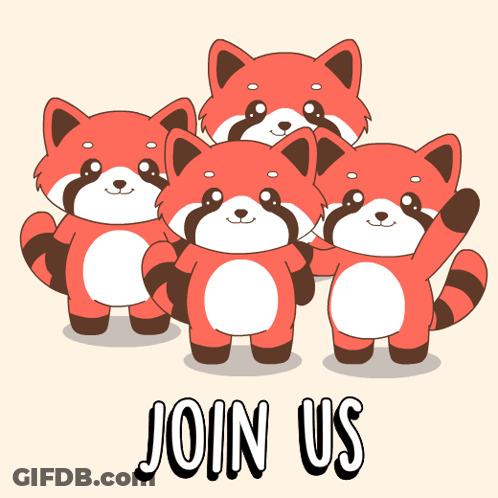 Red Pandas Standing Together Saying Join Us GIF