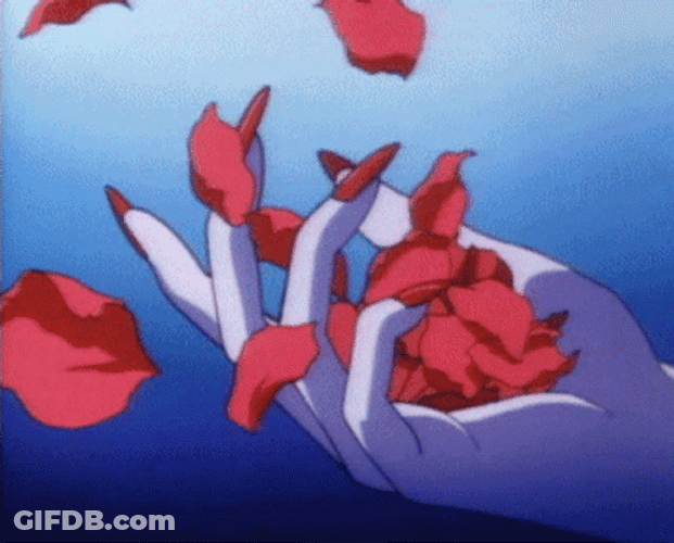Red Petals On Hand Aesthetic GIF
