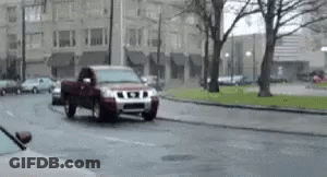Red Pickup Truck Driving GIF