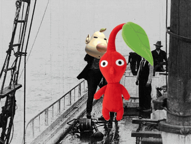 Red Pikmin Getting Thrown In The Sea GIF