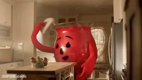Red Pitcher With Arms And Legs GIF