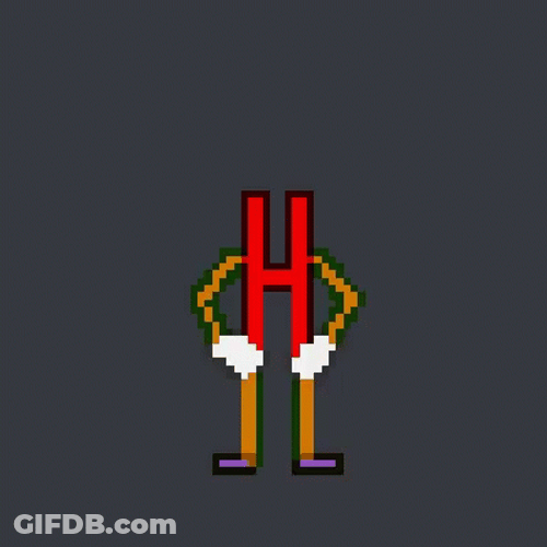 Red Pixelated Dancing Letter H GIF