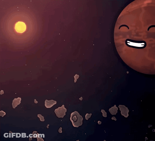 Red Planet With Face Cartoon GIF