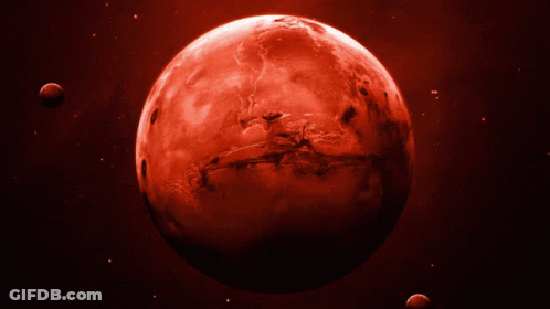 Red Planet With Smaller Red Planet In Distance GIF
