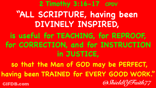 Red Poster With 2 Timothy 3:16-17 GIF