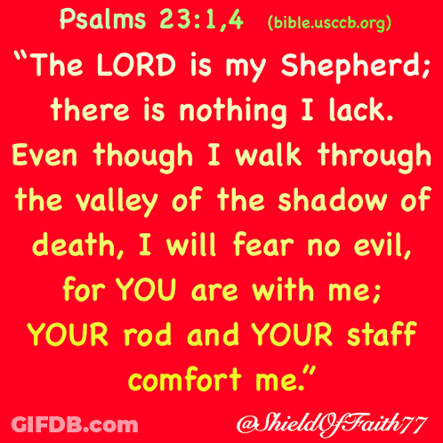 Red Poster With Bible Verse Psalms 23 GIF