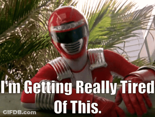 Red Power Ranger Getting Tired GIF