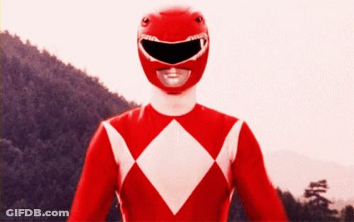 Red Power Ranger In Front Of Mountain Range GIF
