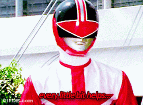 Red Power Ranger Says Every Little Bit Helps GIF