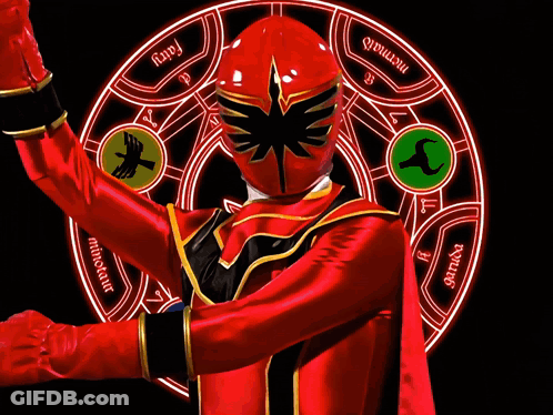 Red Power Ranger Standing In Front Of Fairy Circle GIF