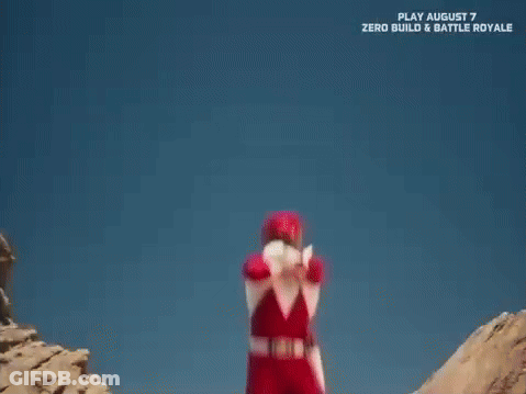 Red Power Ranger Walking In Desert GIF