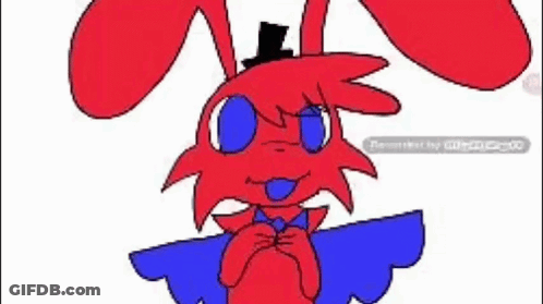 Red Rabbit With Blue Eyes Wearing Top Hat And Bow Tie GIF