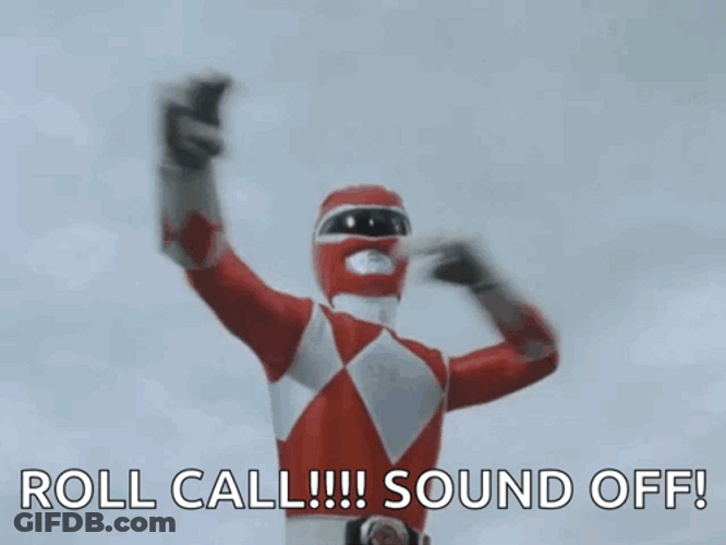 Red Ranger Roll Call Sound Off GIF