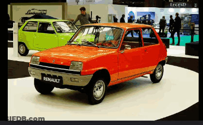 Red Renault Car Parked In Showroom GIF