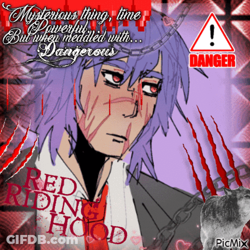 Red Riding Hood Character With Danger Sign GIF