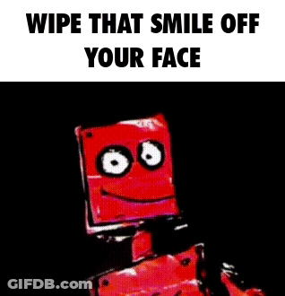 Red Robot Wipe That Smile Off Your Face GIF