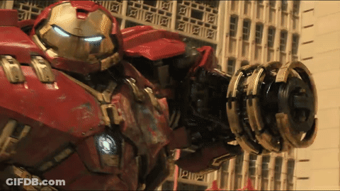 Red Robot With Cannon On Arm GIF