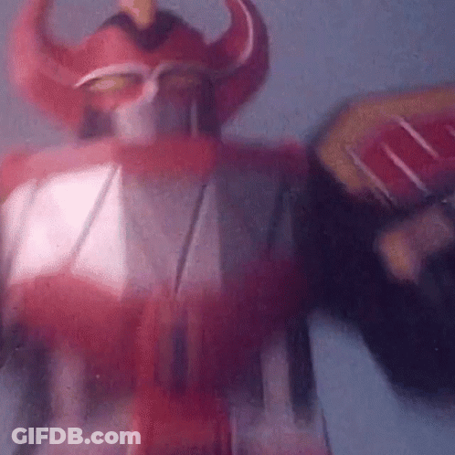 Red Robot With Horns Close Up GIF