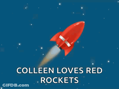 Red Rocket Flying Saying Colleen Loves Red Rockets GIF