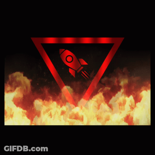 Red Rocket Flying Through Red Triangle With Fire GIF