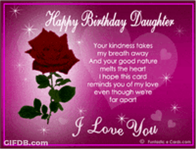 Red Rose Happy Birthday Daughter Digital Art GIF