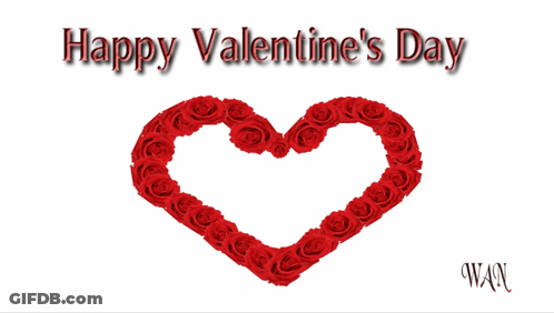 Red Rose Heart With Happy Valentine's Day GIF