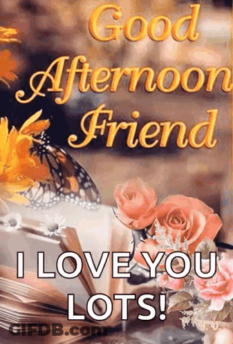 Red Rose In Water With Good Afternoon Queen GIF