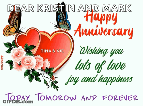 Red Rose Surrounded By Butterflies Happy Anniversary GIF