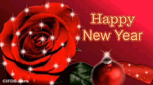 Red Rose With Happy New Year GIF