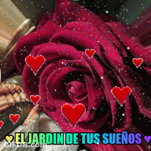 Red Rose With Hearts El Jardin De Tus Suenos GIF