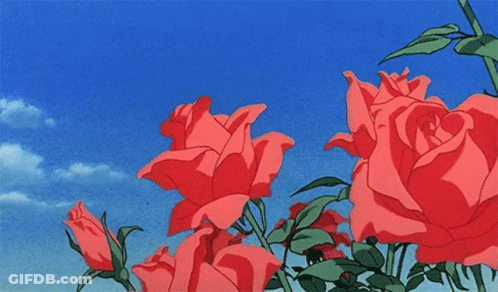 Red Roses Against Blue Sky With Clouds GIF
