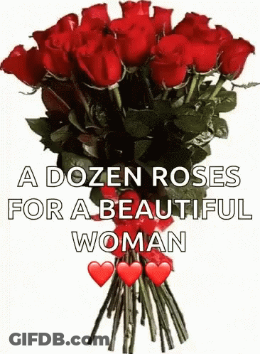 Red Roses Bouquet A Dozen Roses For A Beautiful Woman GIF