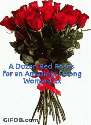 Red Roses Bouquet For Strong Woman GIF