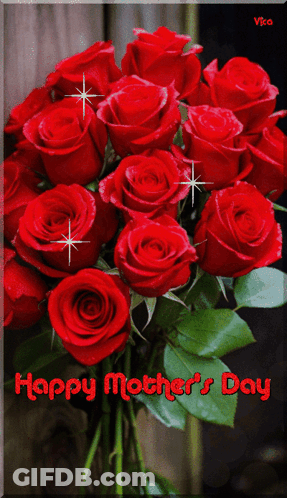 Red Roses Bouquet Saying Happy Mother's Day GIF