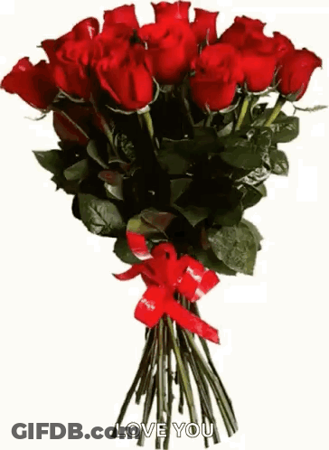 Red Roses Bouquet With Love You GIF