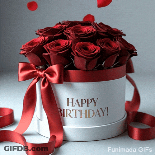 Red Roses Box Saying Happy Birthday GIF
