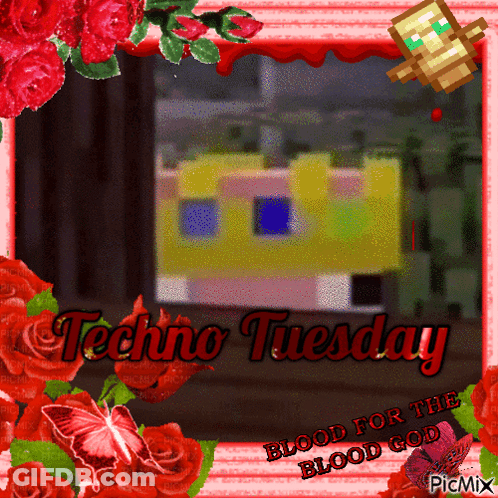 Red Roses Frame Techno Tuesday GIF