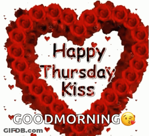 Red Roses Heart Happy Thursday Kiss GIF