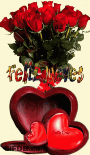 Red Roses In Heart Box Feliz Jueves GIF