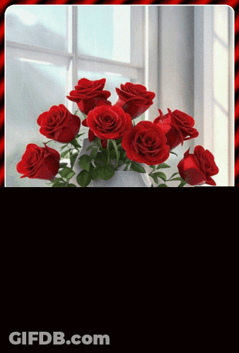 Red Roses In Vase Good Afternoon GIF