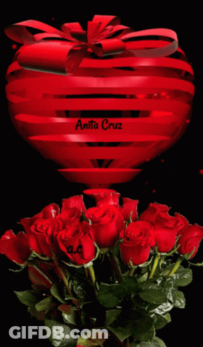Red Roses Next To Heart Saying Anita Cruz GIF