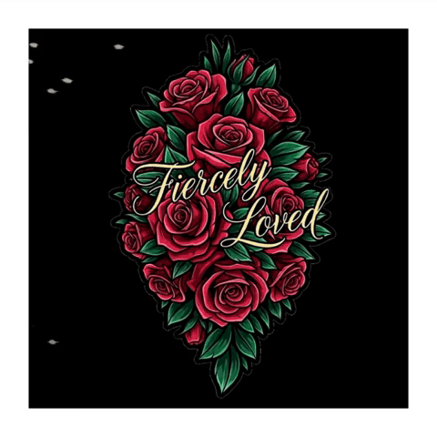 Red Roses On Black Background Fiercely Loved GIF