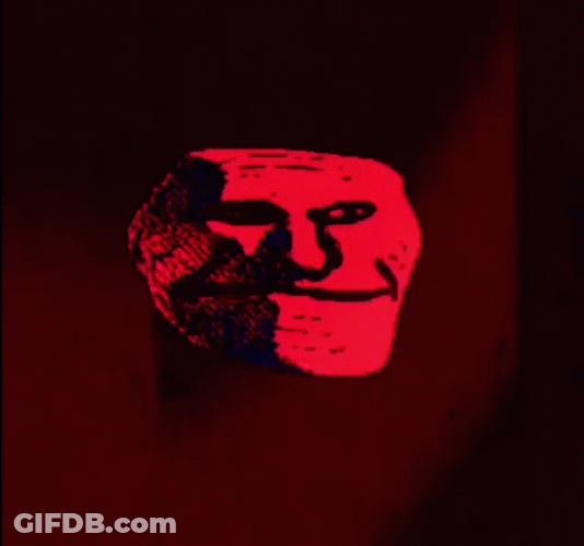 Red Scary Troll Meme Face Approaching GIF