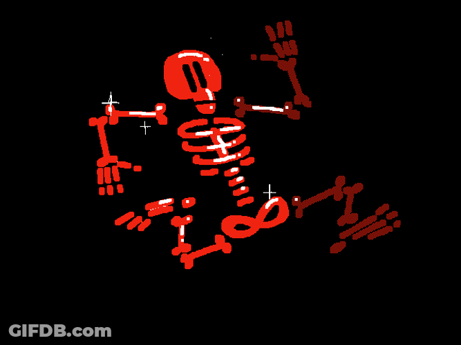 Red Shining Skeleton Running GIF