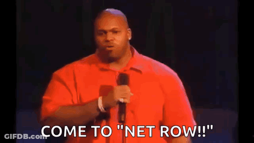 Red Shirt Man Holding Microphone Come To Net Row GIF