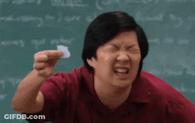 Red Shirt Man Holding Paper And Funny Face At Blackboard GIF