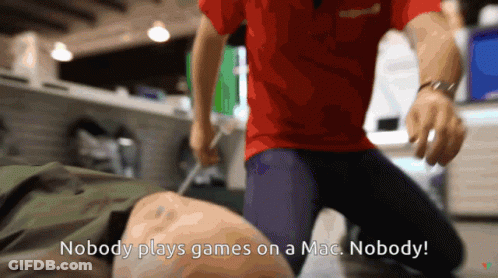 Red Shirt Man Says Nobody Plays Games Mac GIF