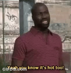 Red Shirt Man Smiling Saying Yeah You Know It's Hot Too GIF