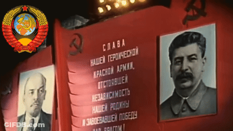 Red Sign With Man And Slava GIF