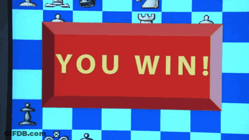 Red Sign You Win On Blue And White Checkered GIF